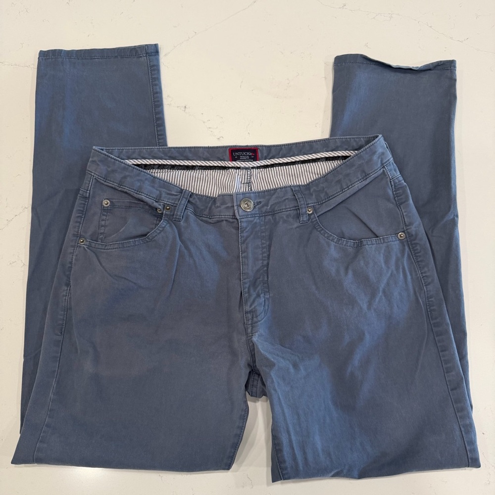 Untuckit Men’s Don Santiago Straight Leg 5 Pocket Pant Blue 34x32